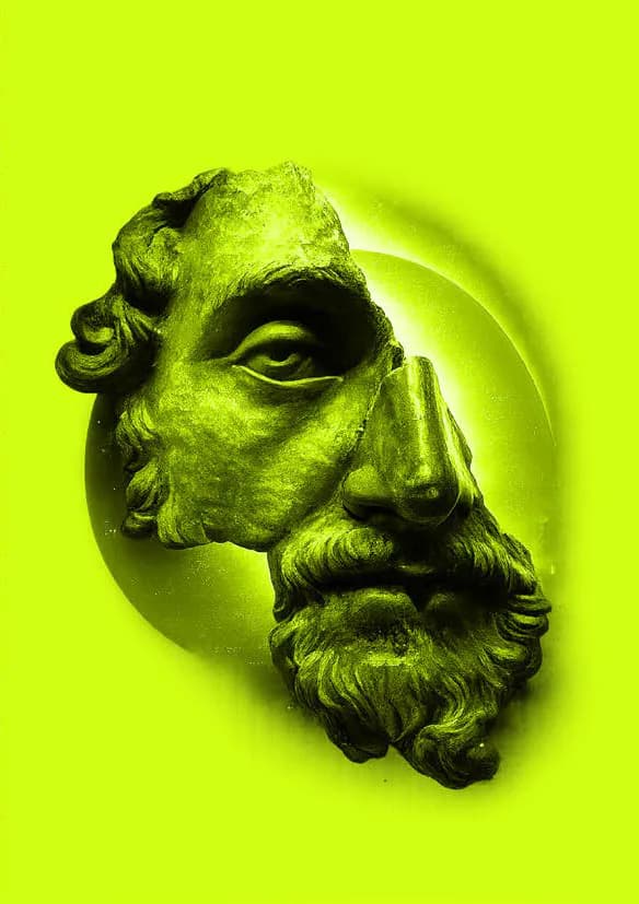 Classical bearded statue representing timeless creative craft