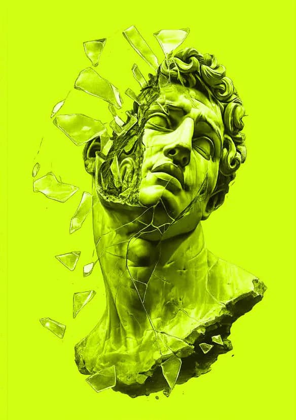 Fragmented classical statue representing creative transformation
