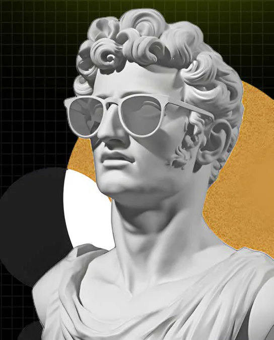 Classical statue wearing sunglasses